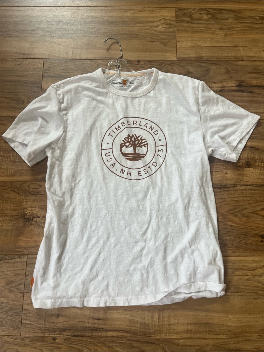 Timberland White Short Sleeve Tee with Brown Tree Logo